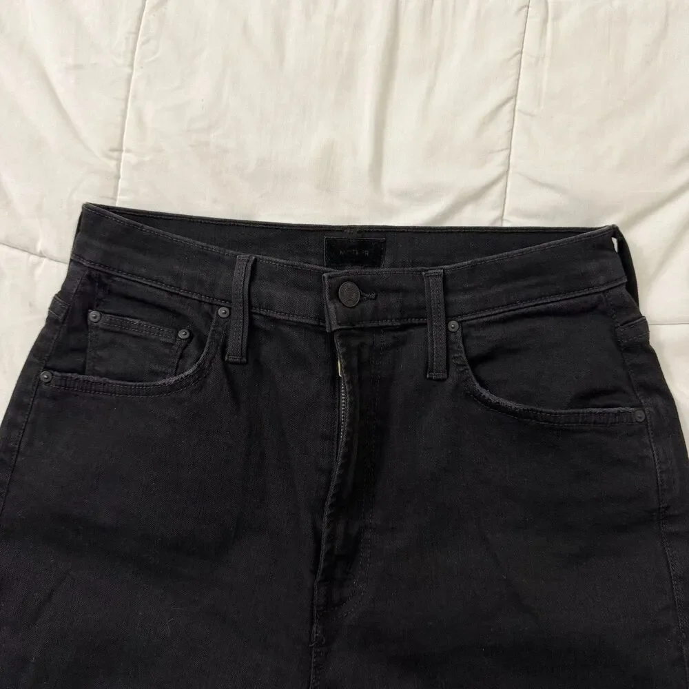 Mother Jeans Womens 29 Black High Waisted Rider Ankle Not Guilty Straight Denim